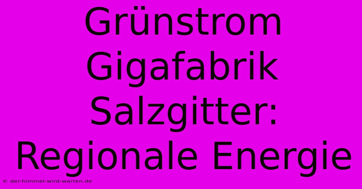 Grünstrom Gigafabrik Salzgitter: Regionale Energie