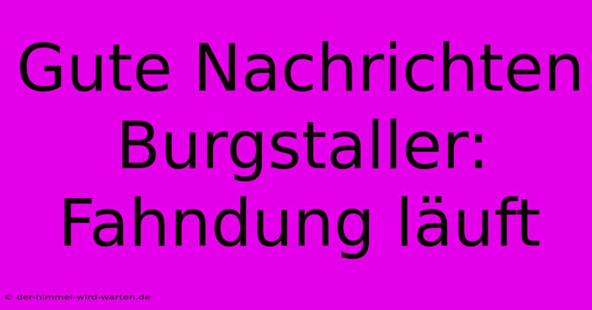 Gute Nachrichten Burgstaller: Fahndung Läuft