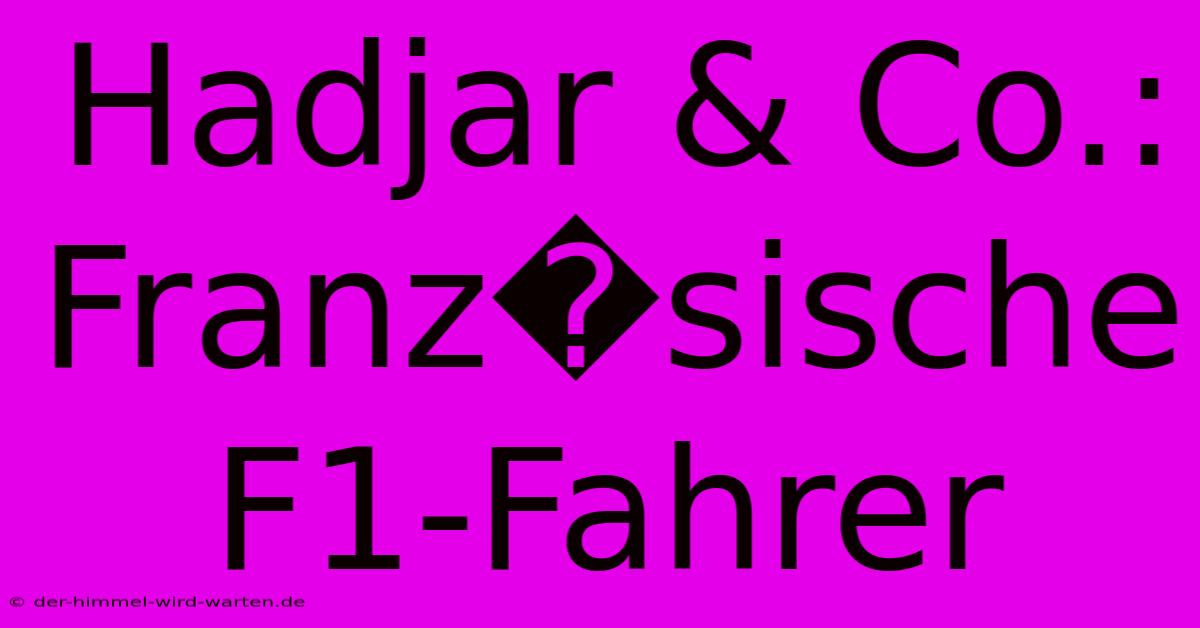 Hadjar & Co.: Franz�sische F1-Fahrer