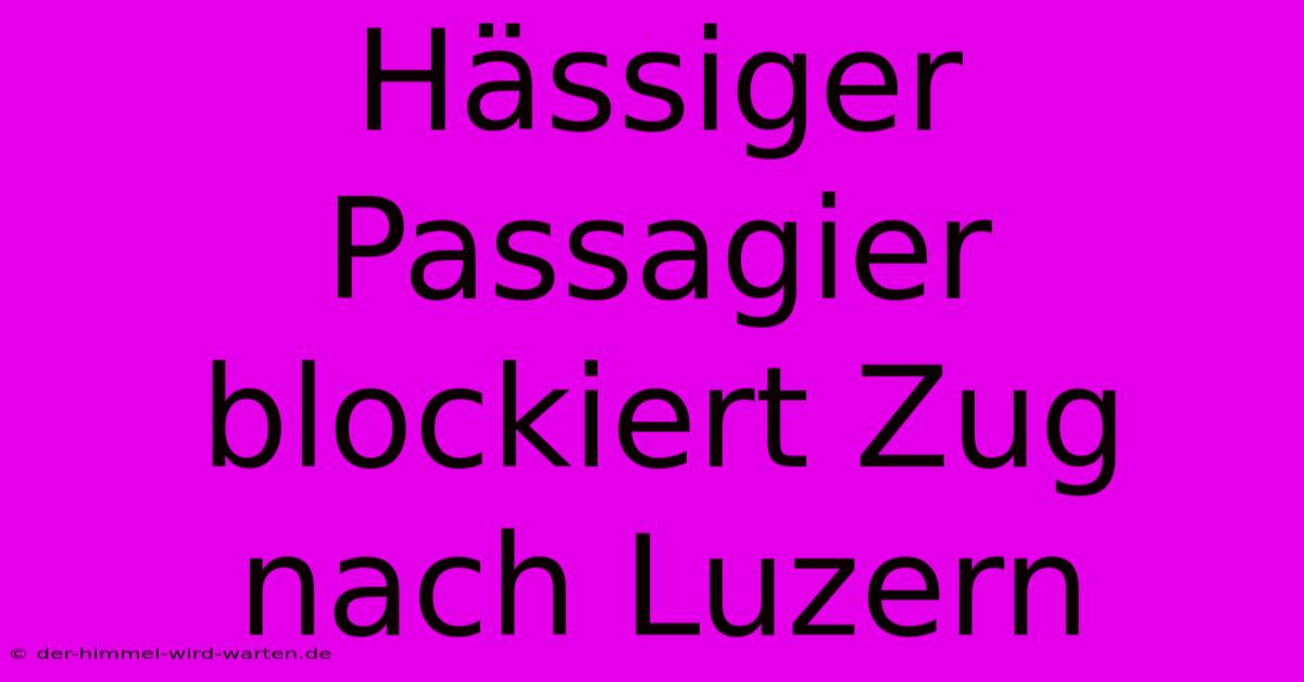 Hässiger Passagier Blockiert Zug Nach Luzern