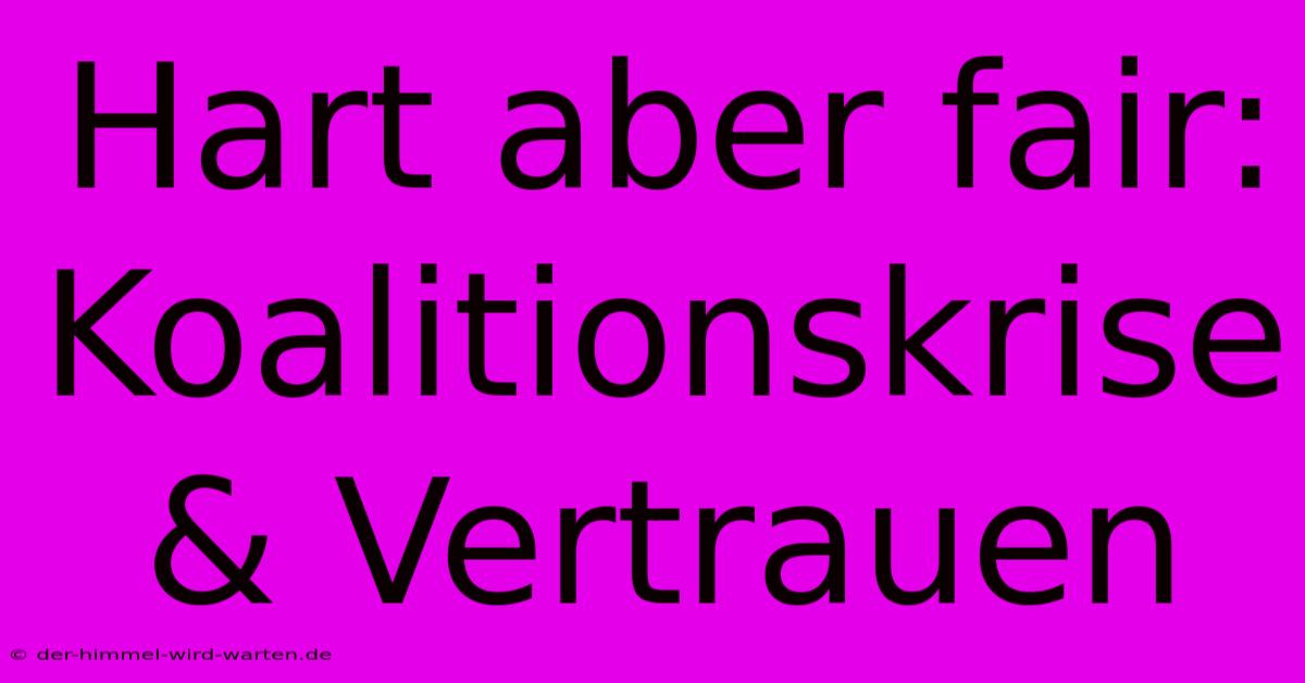 Hart Aber Fair: Koalitionskrise & Vertrauen