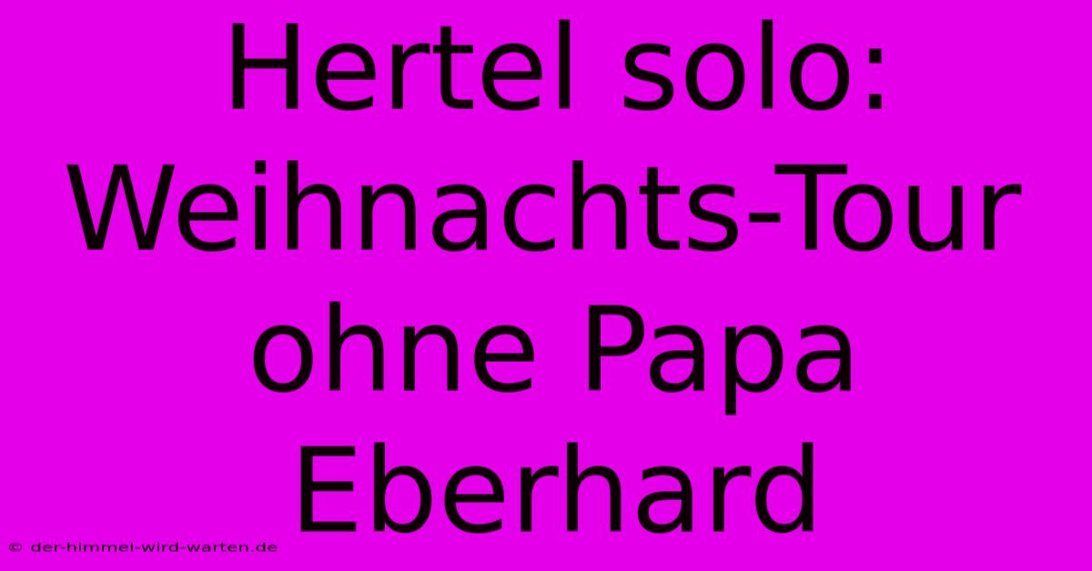 Hertel Solo: Weihnachts-Tour Ohne Papa Eberhard