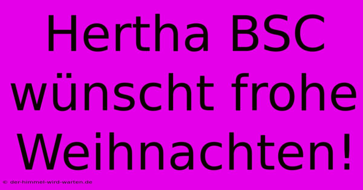 Hertha BSC Wünscht Frohe Weihnachten!