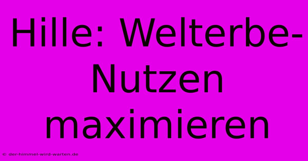 Hille: Welterbe-Nutzen Maximieren