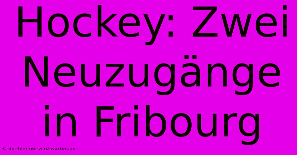 Hockey: Zwei Neuzugänge In Fribourg