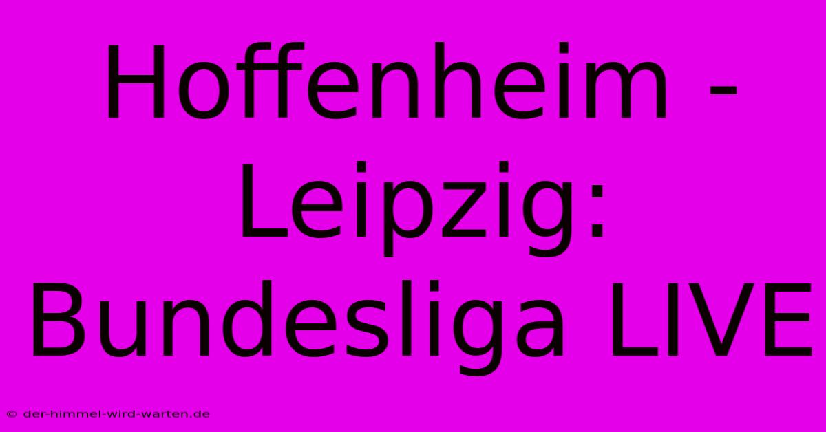 Hoffenheim - Leipzig: Bundesliga LIVE