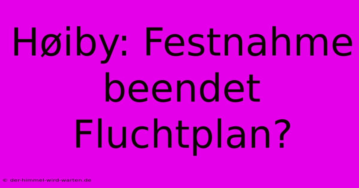 Høiby: Festnahme Beendet Fluchtplan?