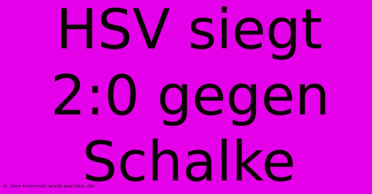 HSV Siegt 2:0 Gegen Schalke