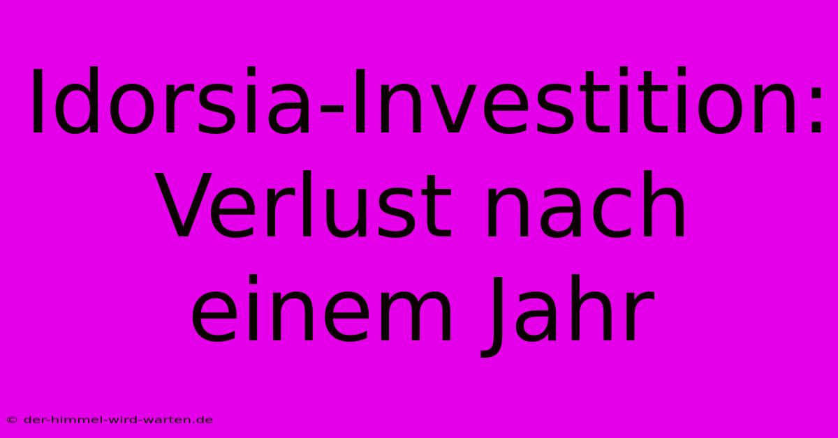 Idorsia-Investition: Verlust Nach Einem Jahr