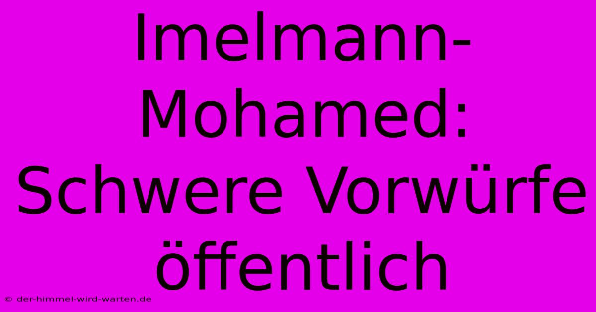 Imelmann-Mohamed:  Schwere Vorwürfe Öffentlich