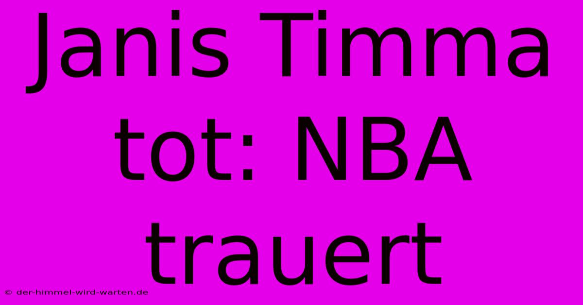 Janis Timma Tot: NBA Trauert