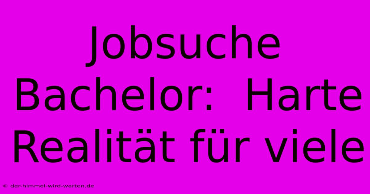 Jobsuche Bachelor:  Harte Realität Für Viele