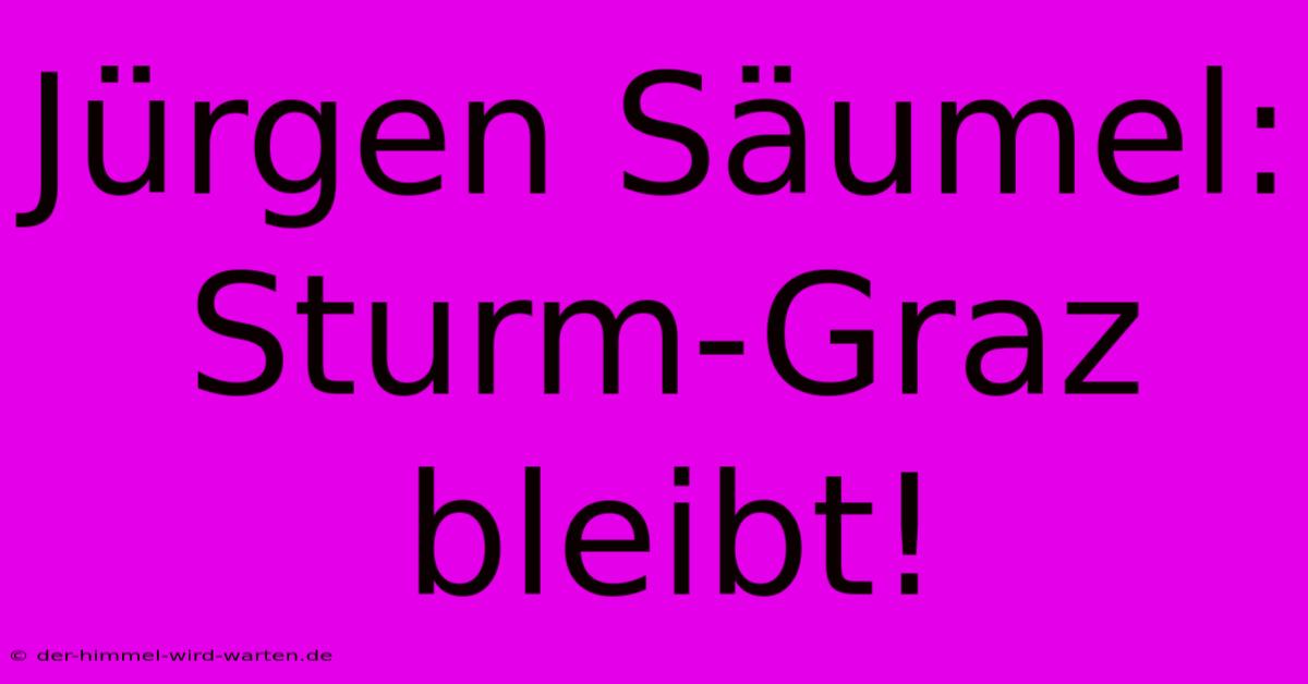 Jürgen Säumel: Sturm-Graz Bleibt!