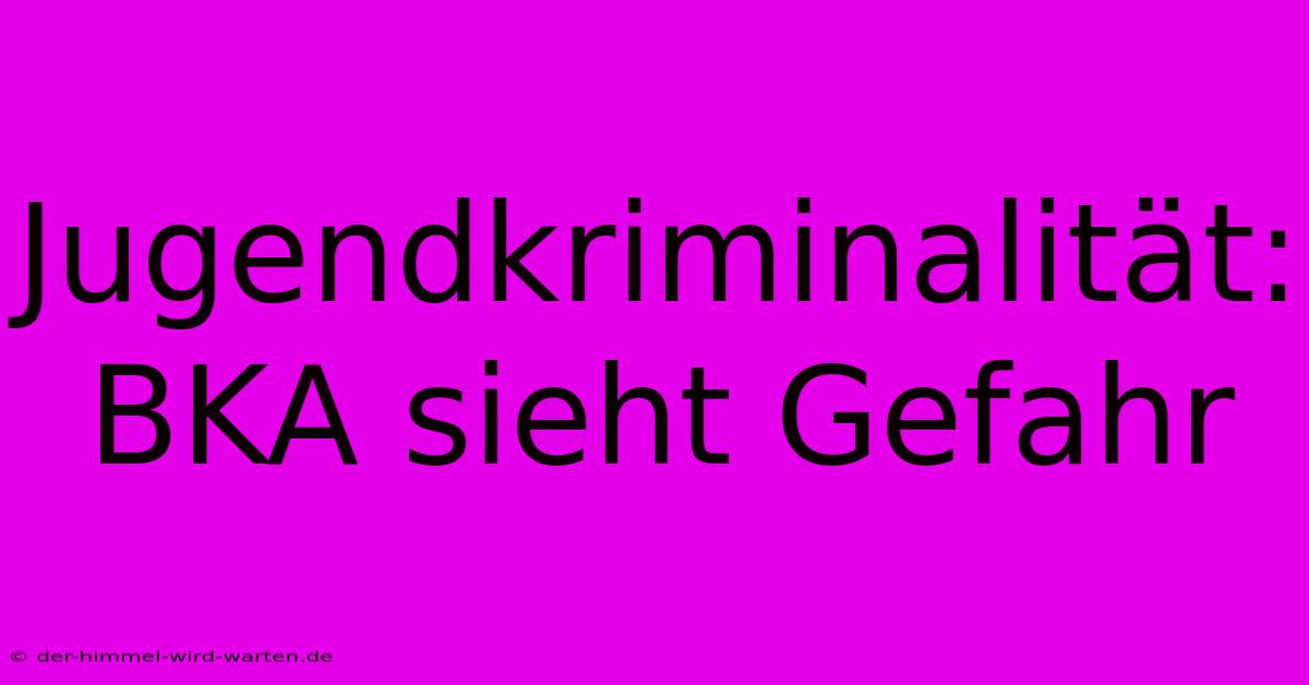 Jugendkriminalität: BKA Sieht Gefahr