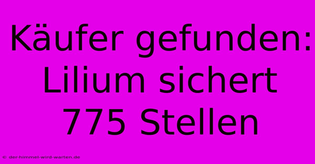 Käufer Gefunden: Lilium Sichert 775 Stellen