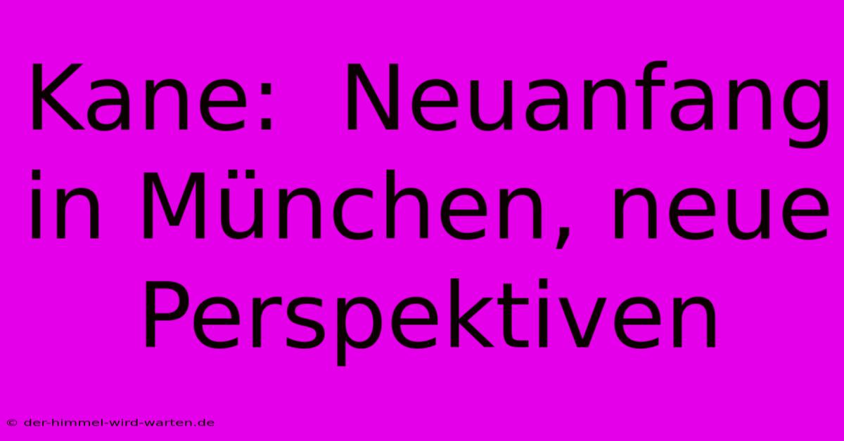 Kane:  Neuanfang In München, Neue Perspektiven