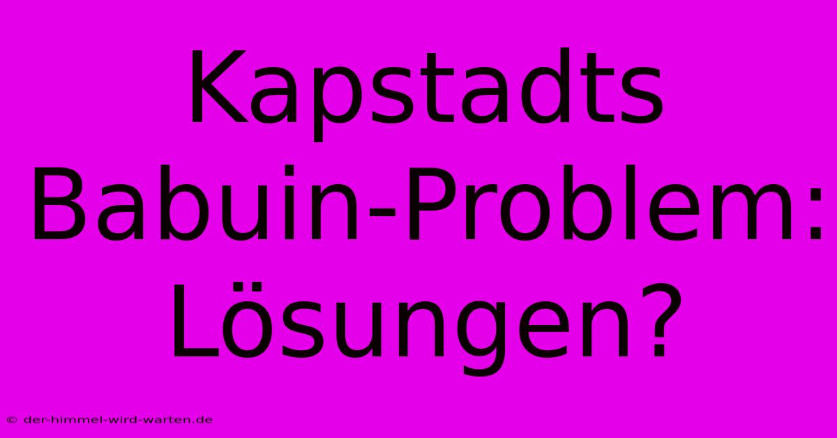 Kapstadts Babuin-Problem: Lösungen?