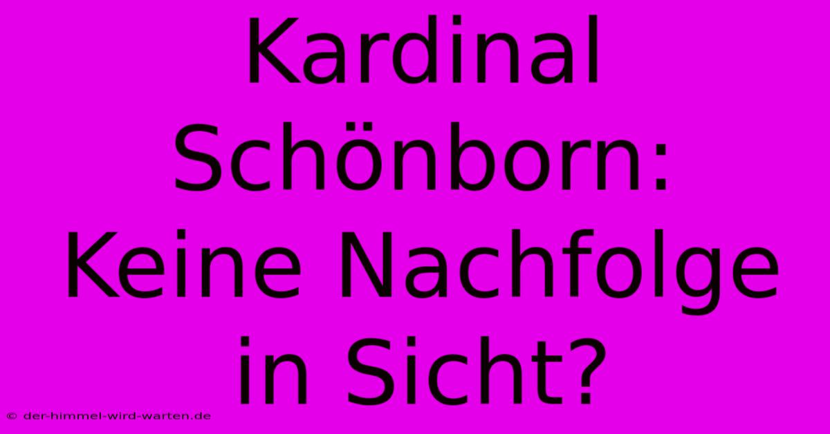 Kardinal Schönborn:  Keine Nachfolge In Sicht?