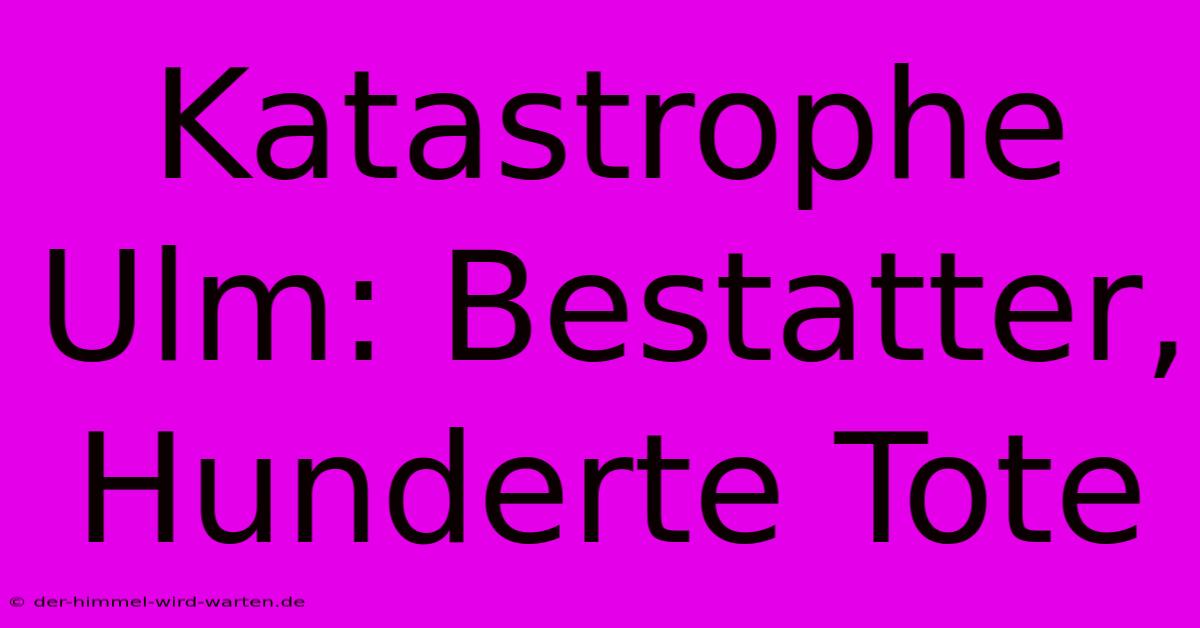 Katastrophe Ulm: Bestatter, Hunderte Tote