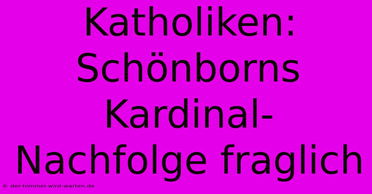 Katholiken:  Schönborns Kardinal-Nachfolge Fraglich