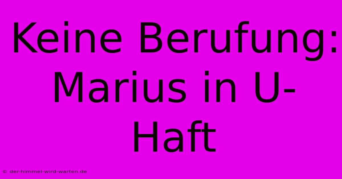 Keine Berufung: Marius In U-Haft