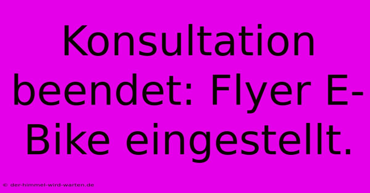 Konsultation Beendet: Flyer E-Bike Eingestellt.