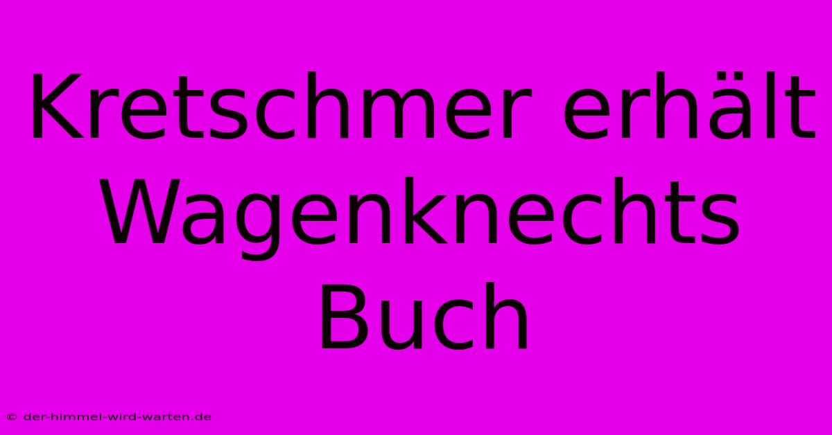 Kretschmer Erhält Wagenknechts Buch