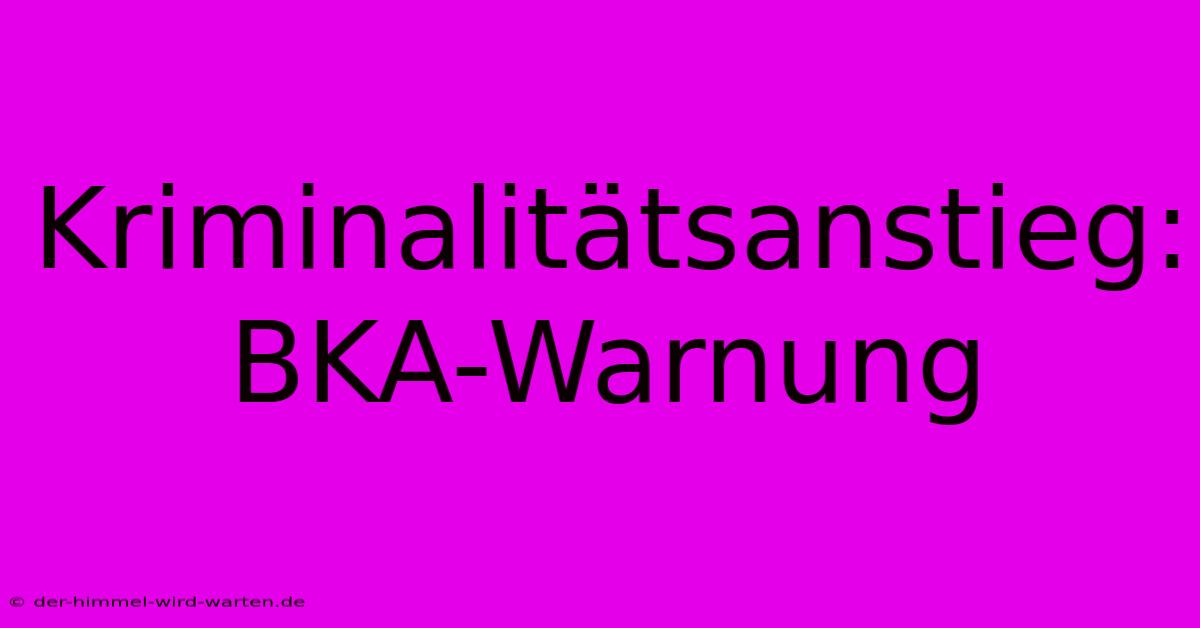 Kriminalitätsanstieg: BKA-Warnung