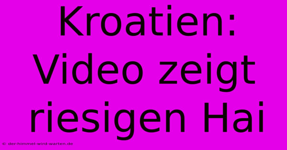 Kroatien: Video Zeigt Riesigen Hai