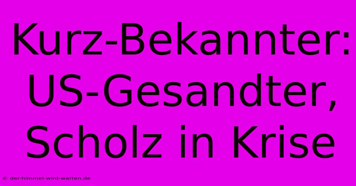 Kurz-Bekannter: US-Gesandter, Scholz In Krise