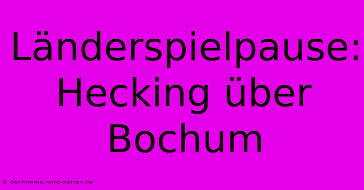 Länderspielpause: Hecking Über Bochum