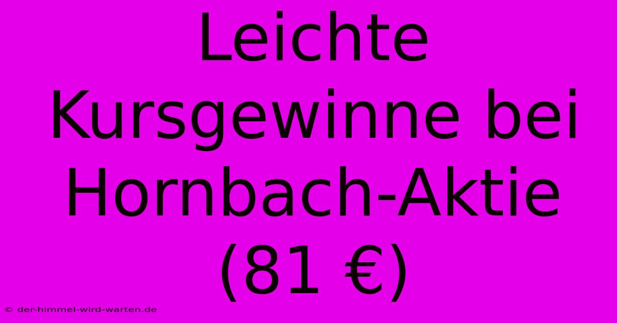 Leichte Kursgewinne Bei Hornbach-Aktie (81 €)