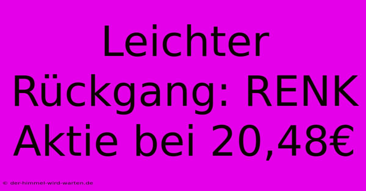 Leichter Rückgang: RENK Aktie Bei 20,48€