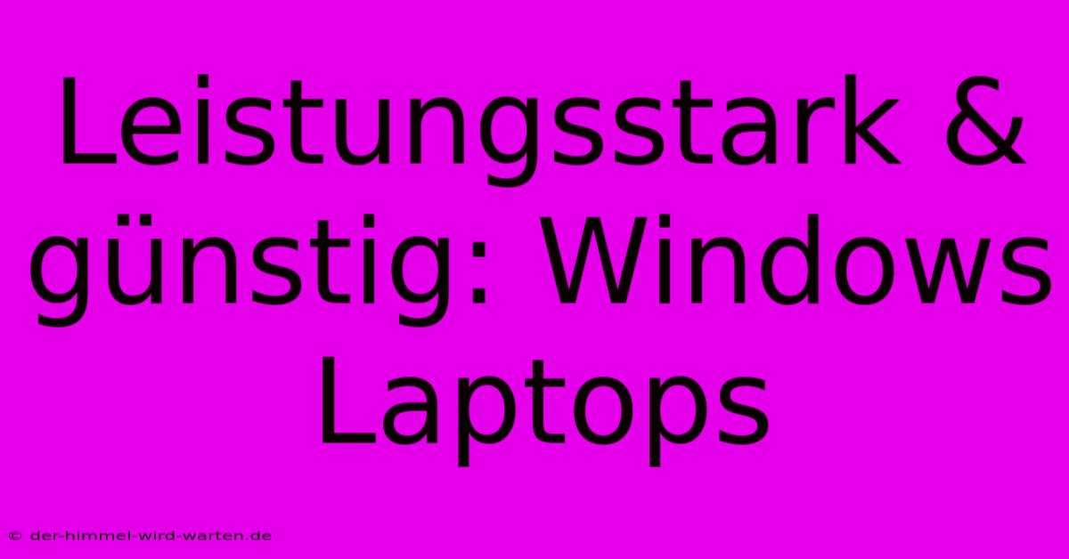 Leistungsstark & Günstig: Windows Laptops