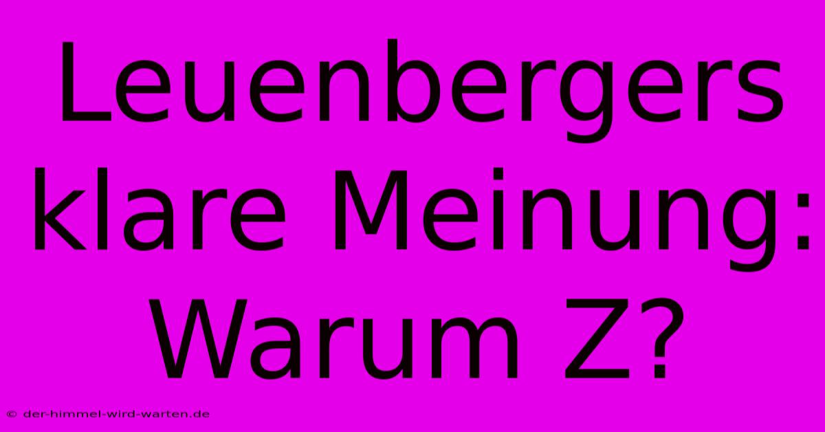 Leuenbergers Klare Meinung:  Warum Z?