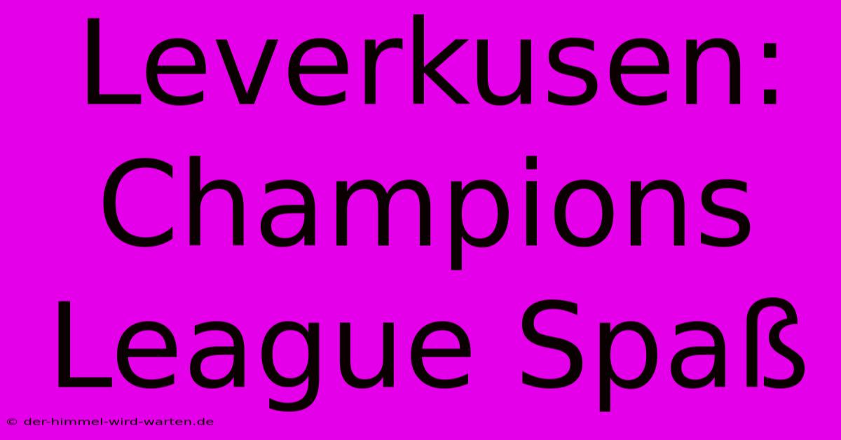 Leverkusen: Champions League Spaß