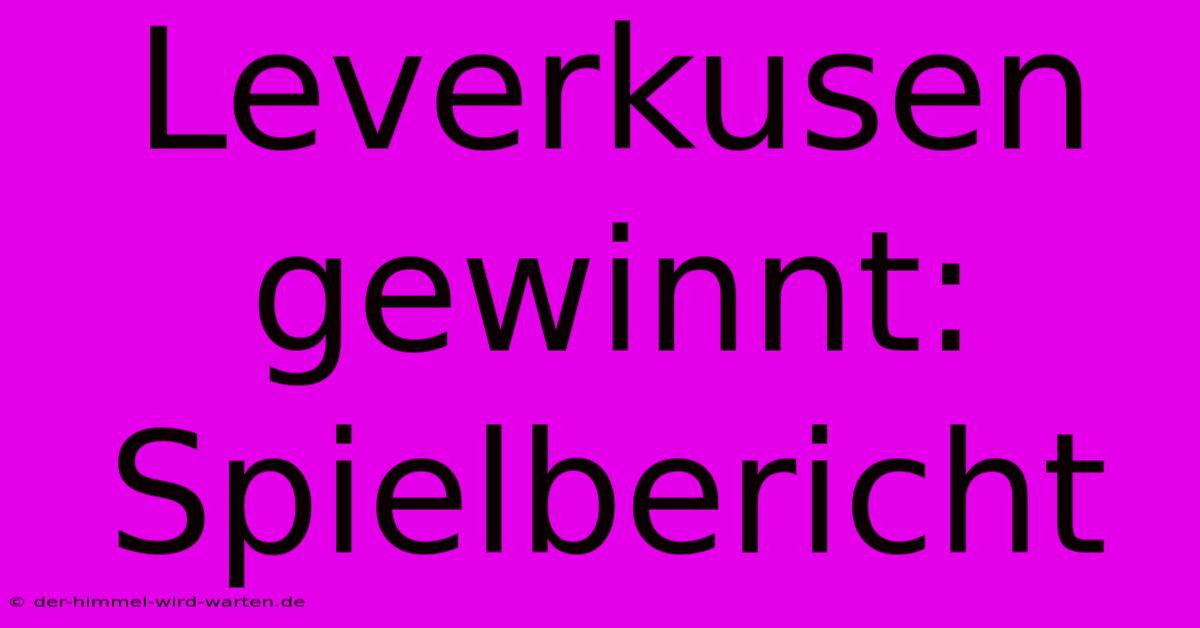 Leverkusen Gewinnt: Spielbericht