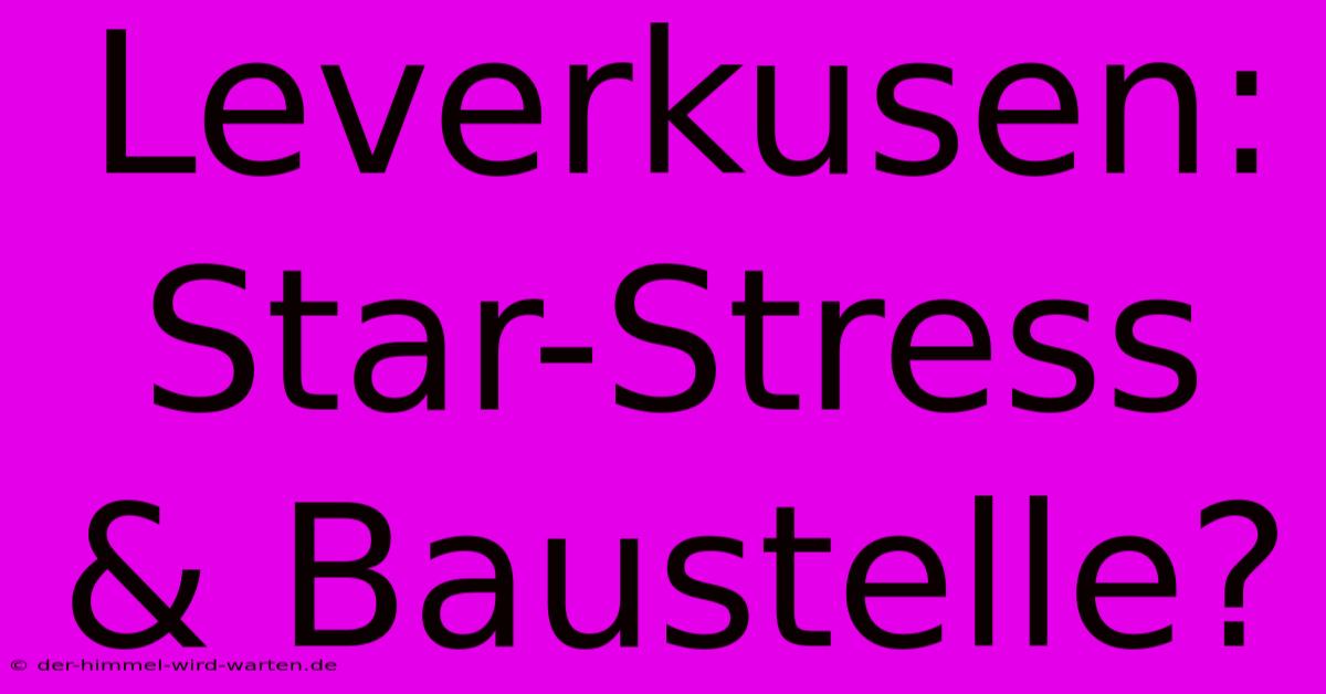 Leverkusen: Star-Stress & Baustelle?