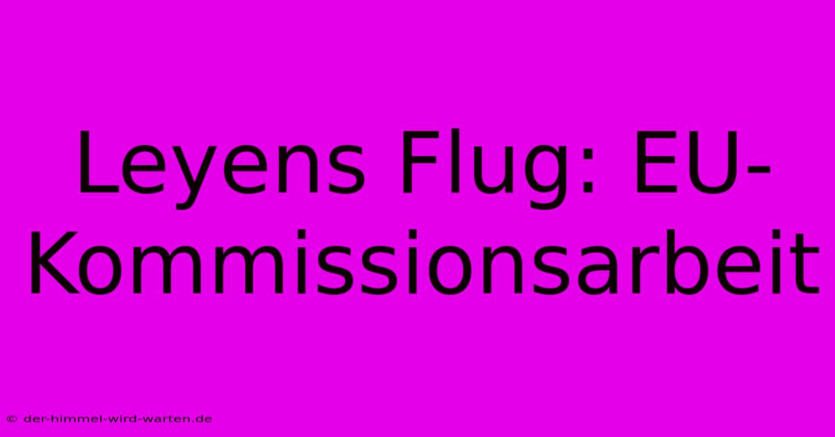 Leyens Flug: EU-Kommissionsarbeit