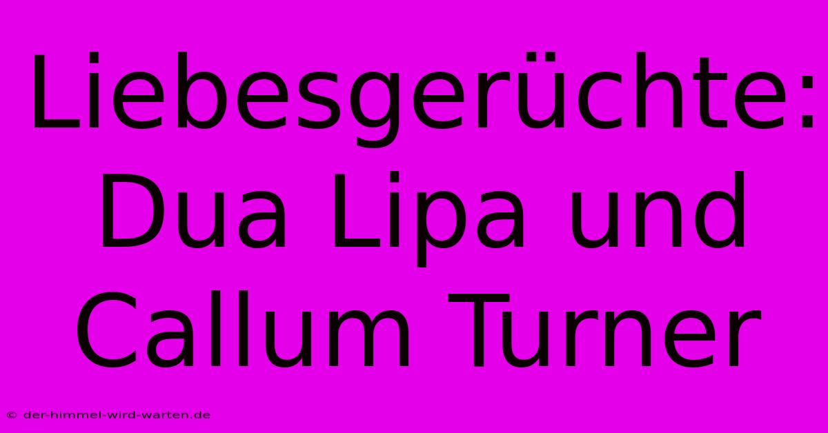 Liebesgerüchte: Dua Lipa Und Callum Turner