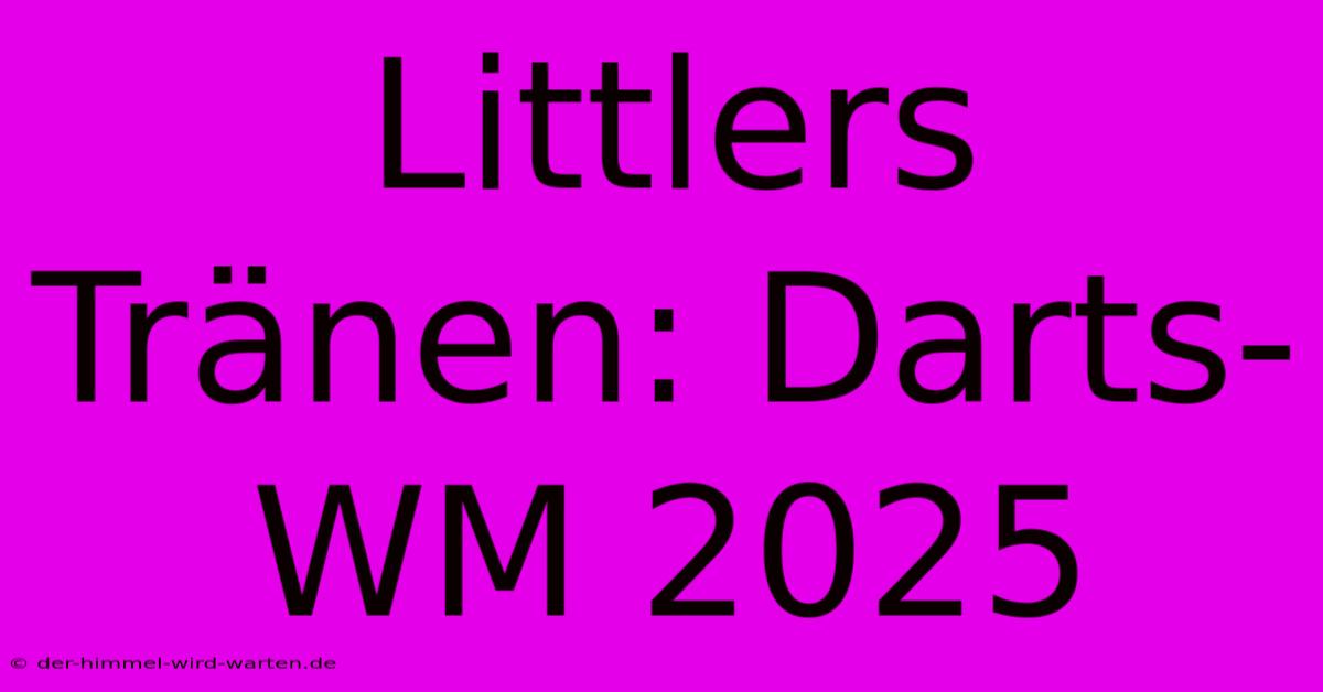 Littlers Tränen: Darts-WM 2025