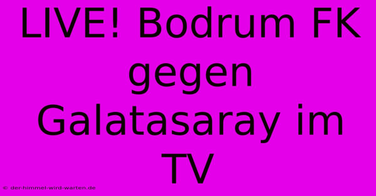 LIVE! Bodrum FK Gegen Galatasaray Im TV