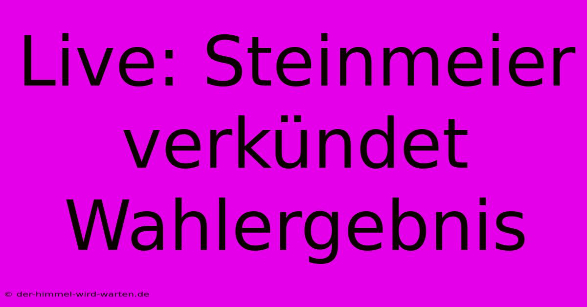 Live: Steinmeier Verkündet Wahlergebnis