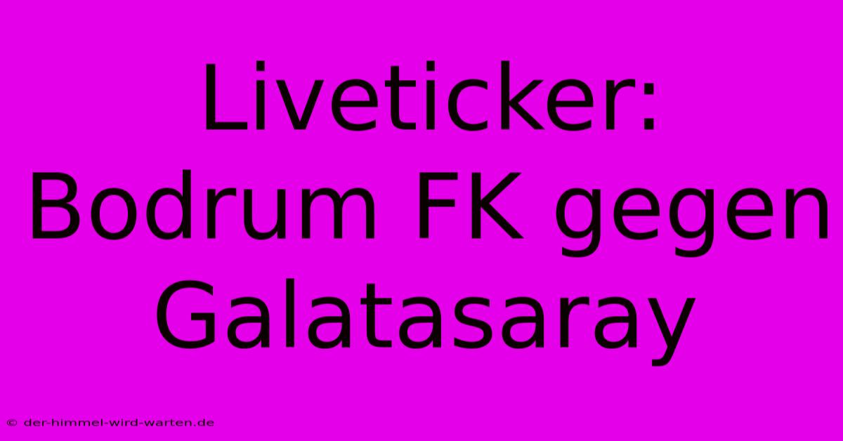 Liveticker: Bodrum FK Gegen Galatasaray