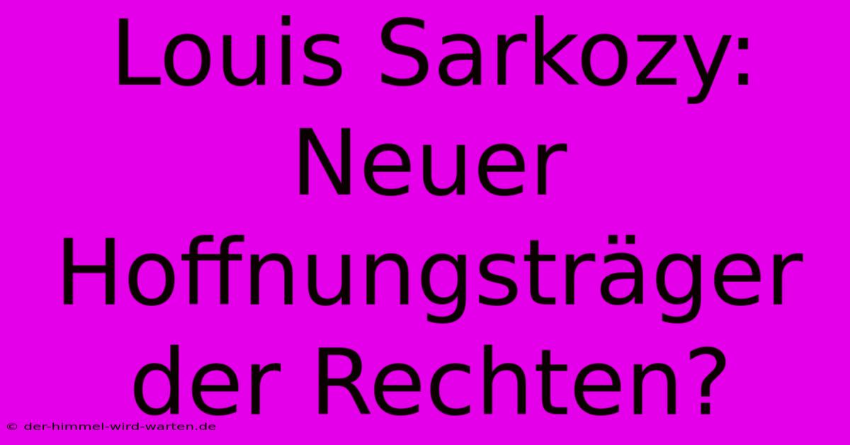 Louis Sarkozy:  Neuer Hoffnungsträger Der Rechten?