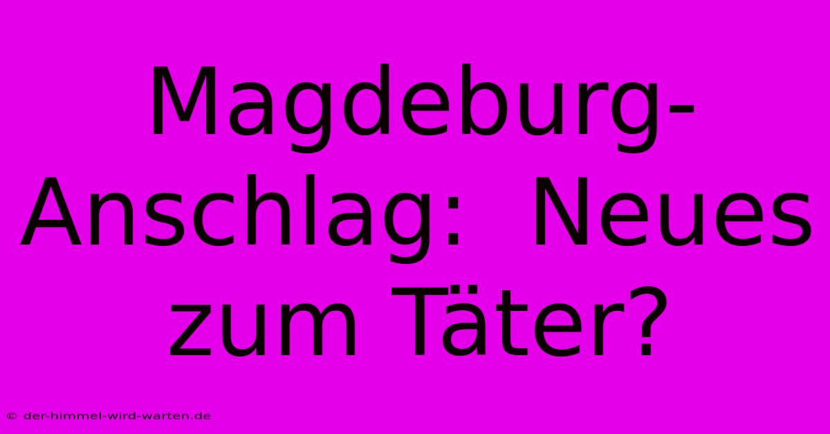 Magdeburg-Anschlag:  Neues Zum Täter?