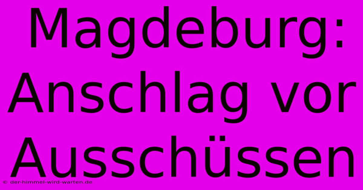 Magdeburg: Anschlag Vor Ausschüssen