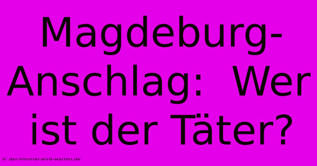 Magdeburg-Anschlag:  Wer Ist Der Täter?