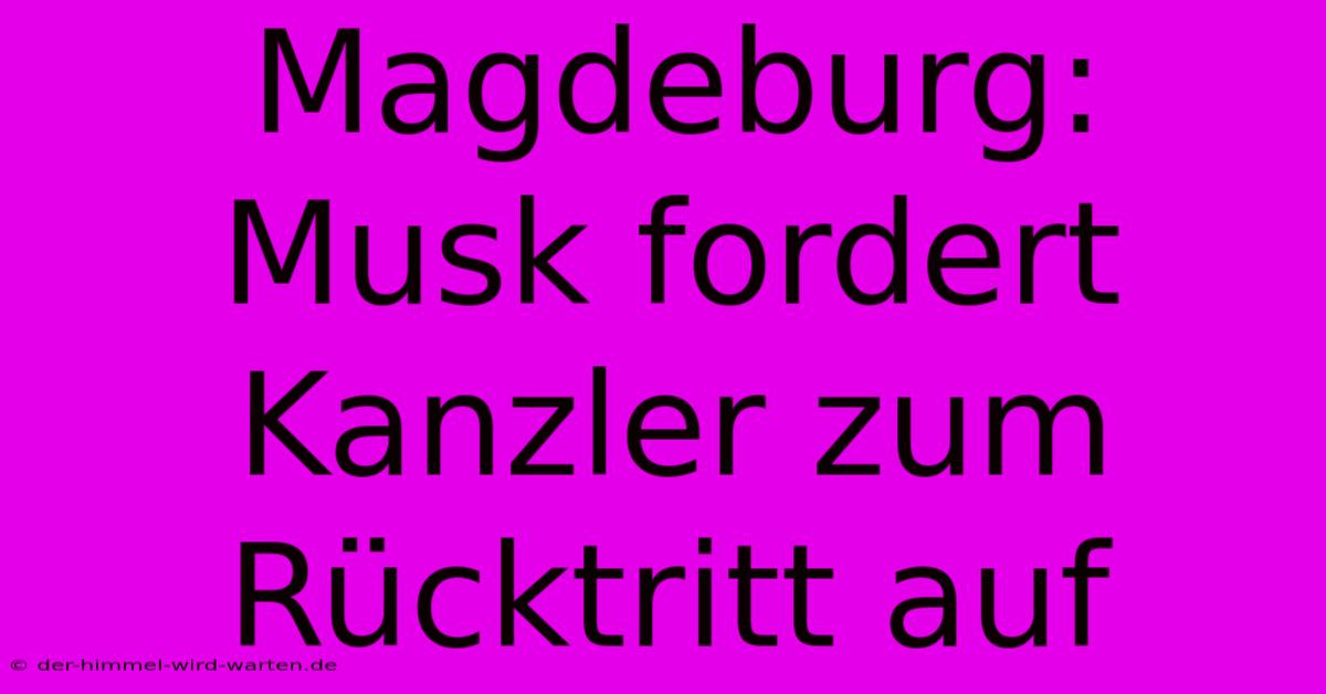 Magdeburg: Musk Fordert Kanzler Zum Rücktritt Auf