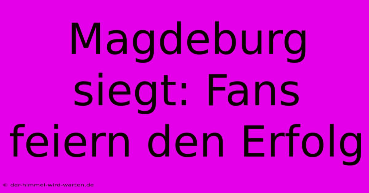 Magdeburg Siegt: Fans Feiern Den Erfolg